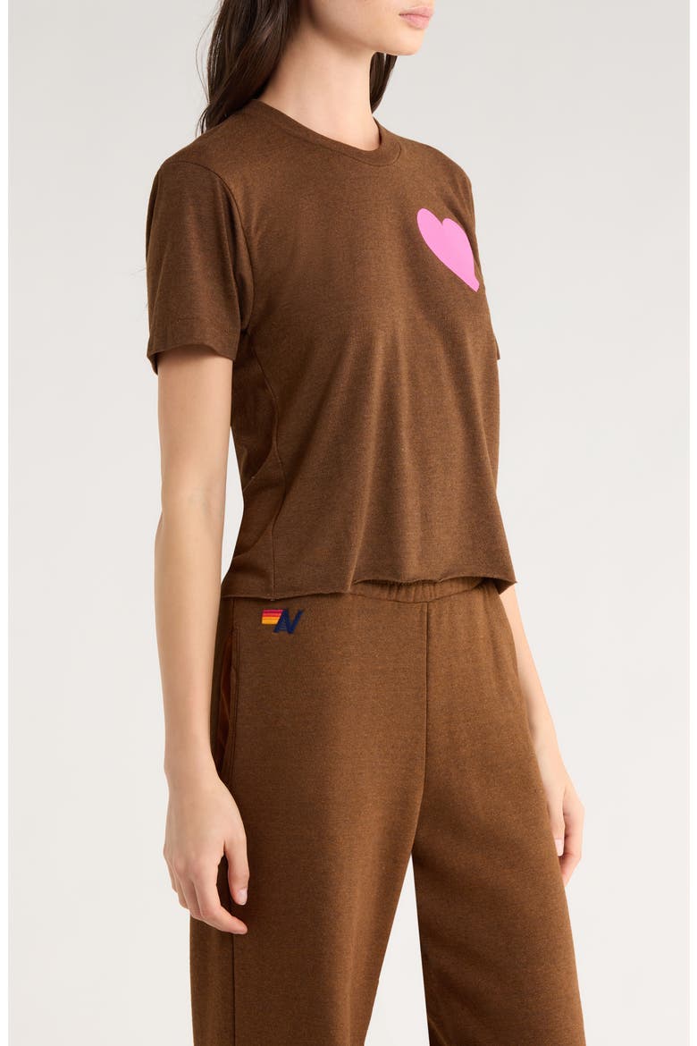 Heart Boyfriend T-Shirt, Alternate, color, CHOCOLATE/ NEON PINK