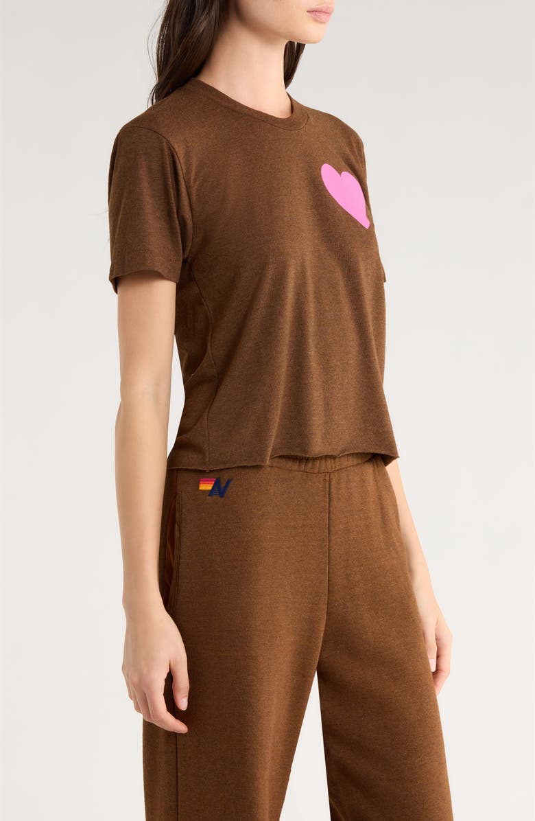 Aviator Nation Heart Boyfriend T-Shirt, Alternate, color, Chocolate/ Neon Pink