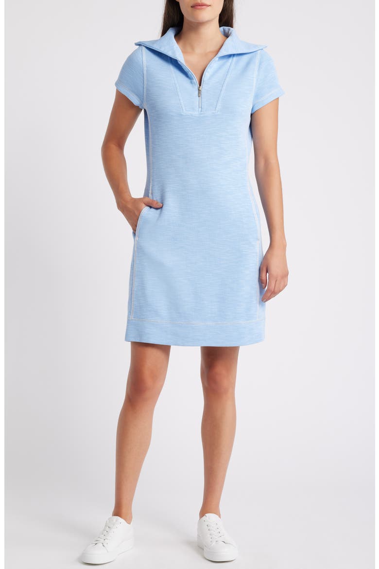 Tobago Bay Half Zip Dress, Main, color, LIGHT SKY