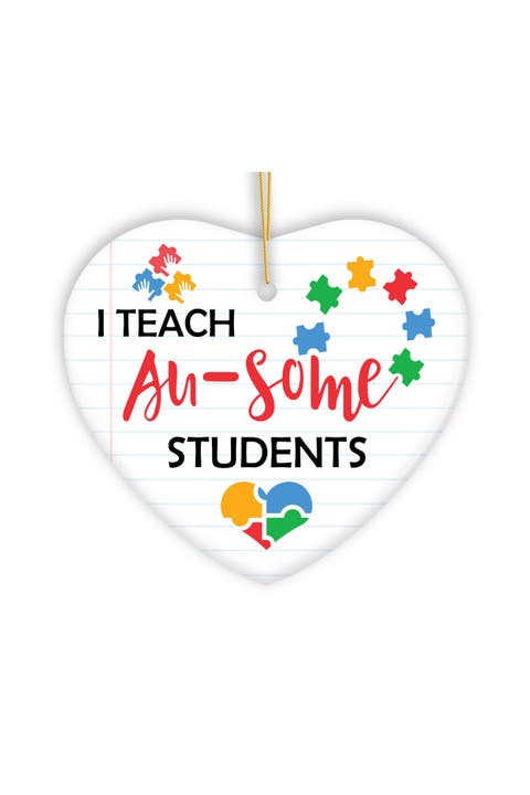 I Teach Au-some Students Puzzle Heart Ornament