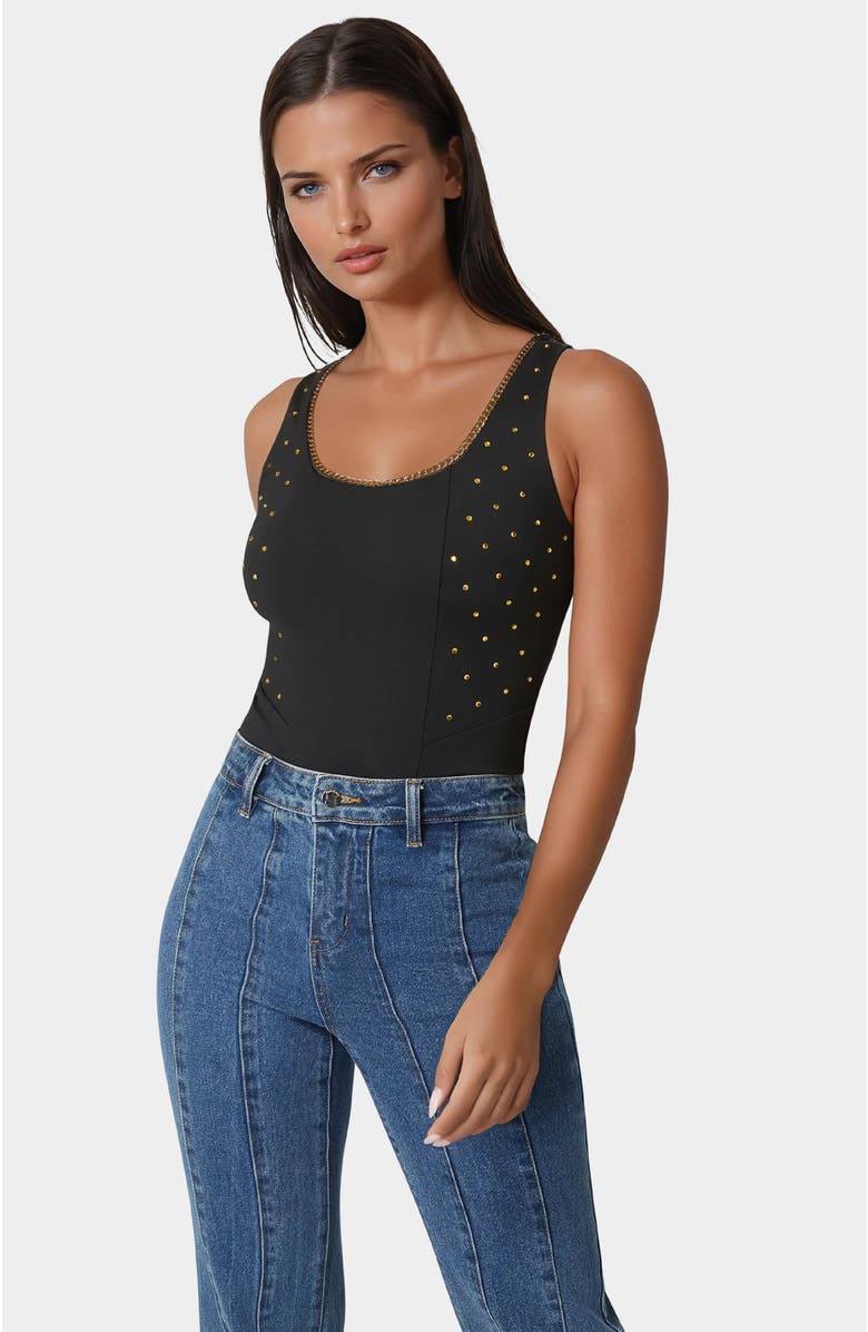 bebe Embellished Bodysuit, Main, color, Black