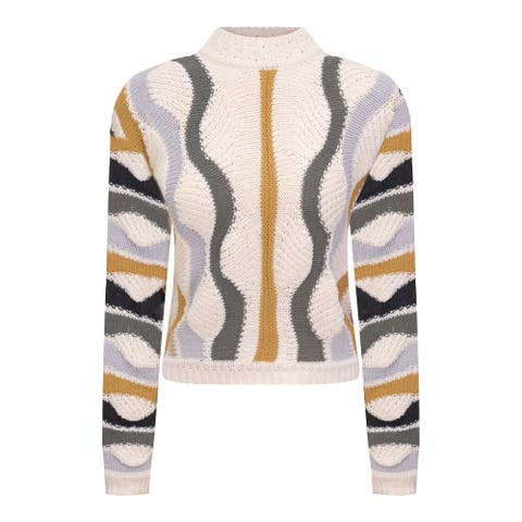 Color Blocked Textured Knit Pullover Sweater