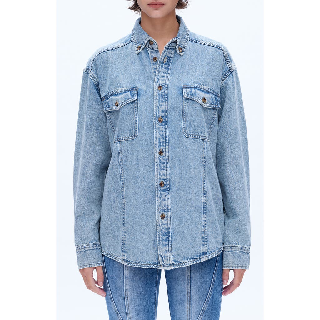 Bayeas Oversize Denim Button-up Shirt In Blue