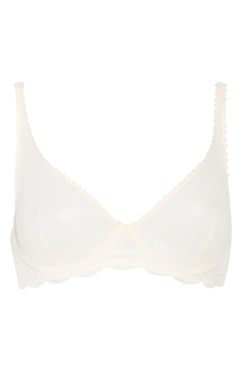 Free People Mid Week Dotted Mesh Underwire Bra, Alternate, color, White