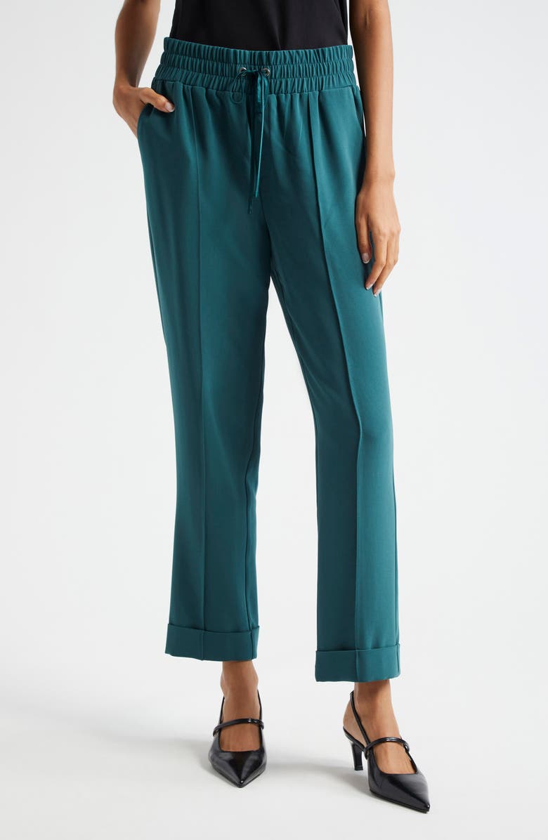 Cinq à Sept Everly Cuffed Ankle Drawstring Pants, Main, color, Green Onyx