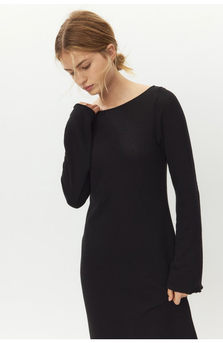 H&M Fine-knit boat-neck dress, Alternate, color, Black