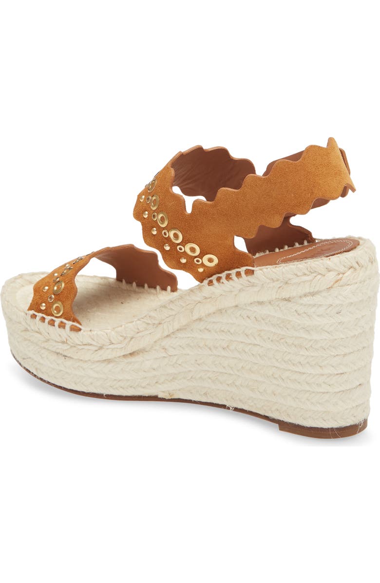 Chloé Lauren Grommet Stud Scalloped Wedge Platform Sandal, Alternate, color,