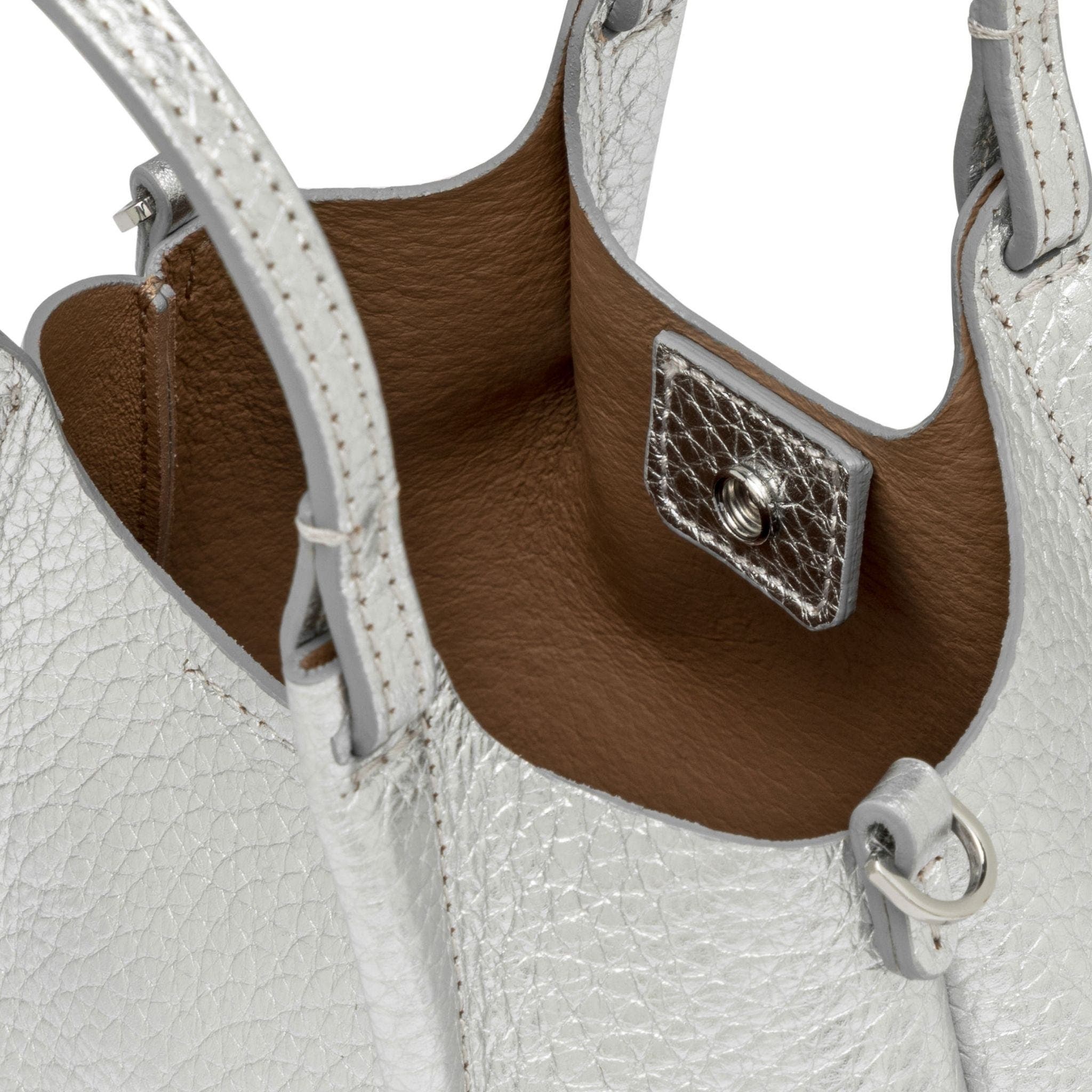 Dua Leather Mini Hobo Bag, Alternate, color, silver