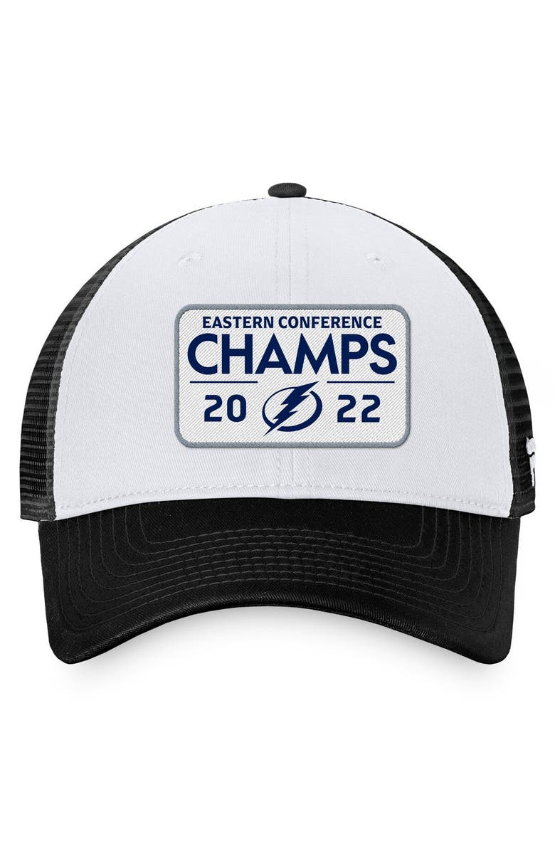 FANATICS Men's Fanatics Branded Black Tampa Bay Lightning 2022 Eastern Conference Champions Locker Room Trucker Adjustable Hat, Alternate, color, 