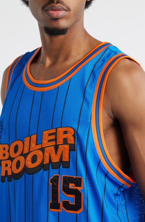 Boiler Room Graphic Mesh Basketball Jersey In Blue