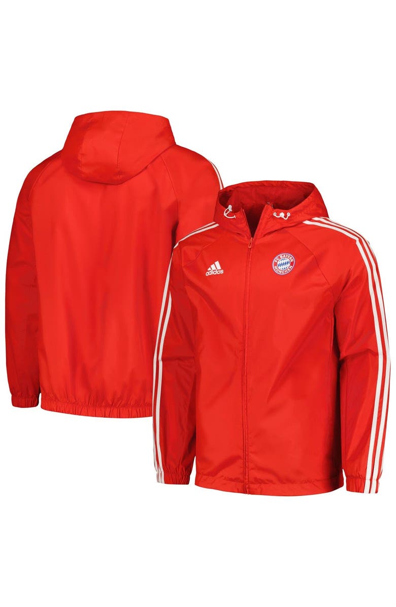 adidas Men's adidas Red Bayern Munich 2023/24 DNA Raglan Full-Zip Windbreaker, Main, color, Red