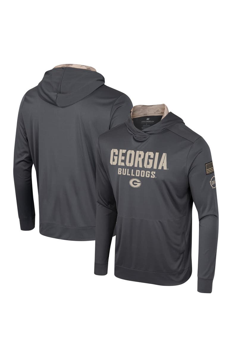 COLOSSEUM Men's Colosseum Charcoal Georgia Bulldogs OHT Military Appreciation Long Sleeve Hoodie T-Shirt, Alternate, color, Charcoal
