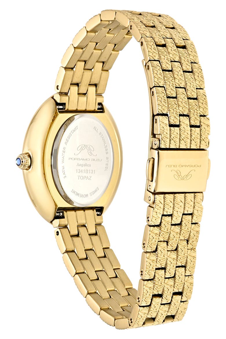 Women's Porsamo Bleu Angelica Oval MOP Dial Stainless Steel Watch, Alternate, color, GOLD/ WHITE