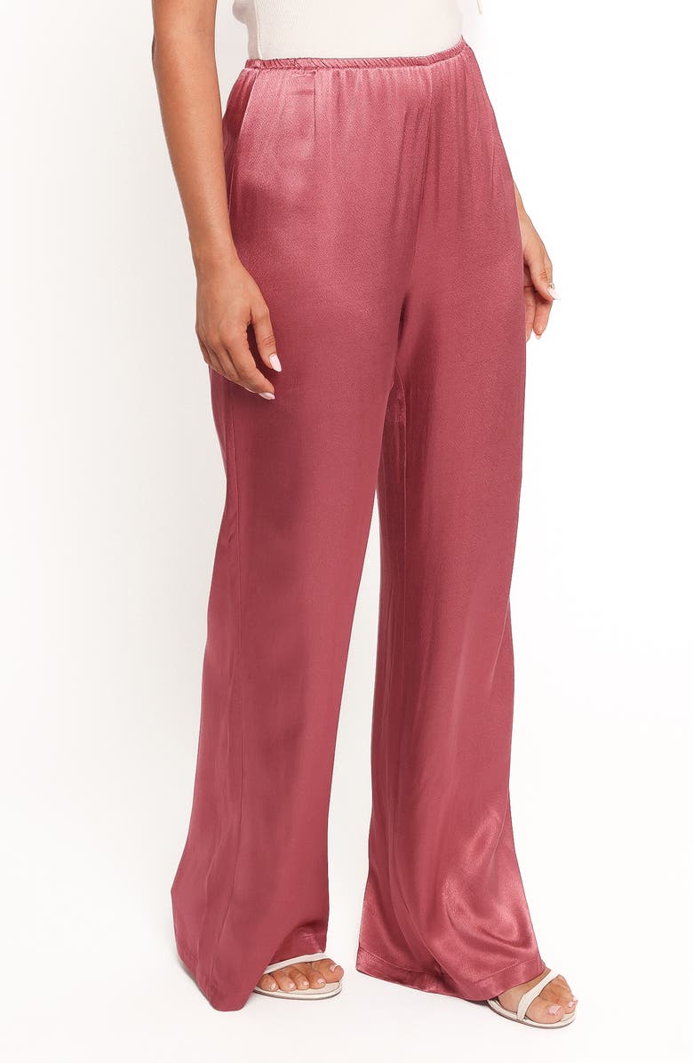 Petal & Pup Carissa Wide Leg Satin Pants, Alternate, color, Dusty Rose