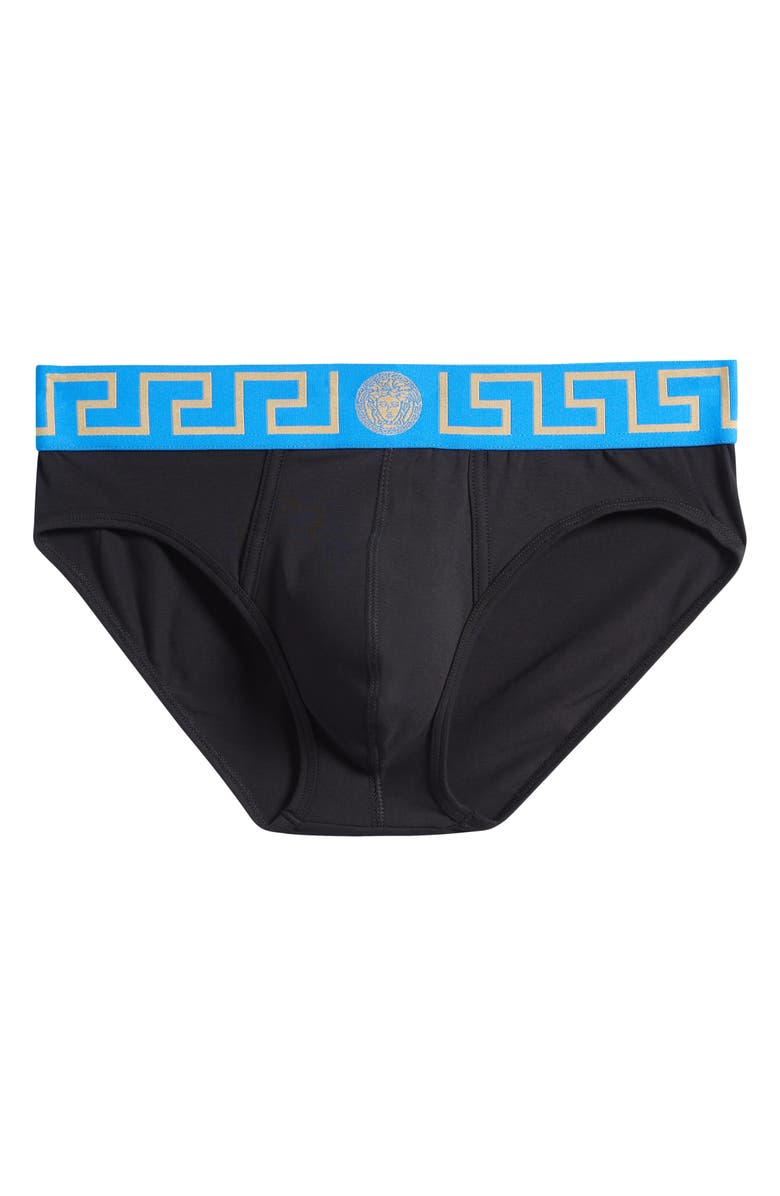 Versace Grecca Band Briefs, Alternate, color, Black Royal Blue-Gold