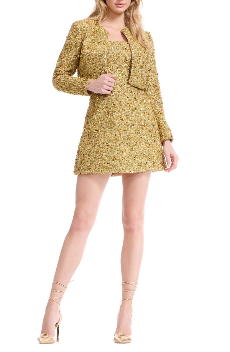 Dress the Population Andra Sequin Embellished Jacket, Main, color, Gold Multi