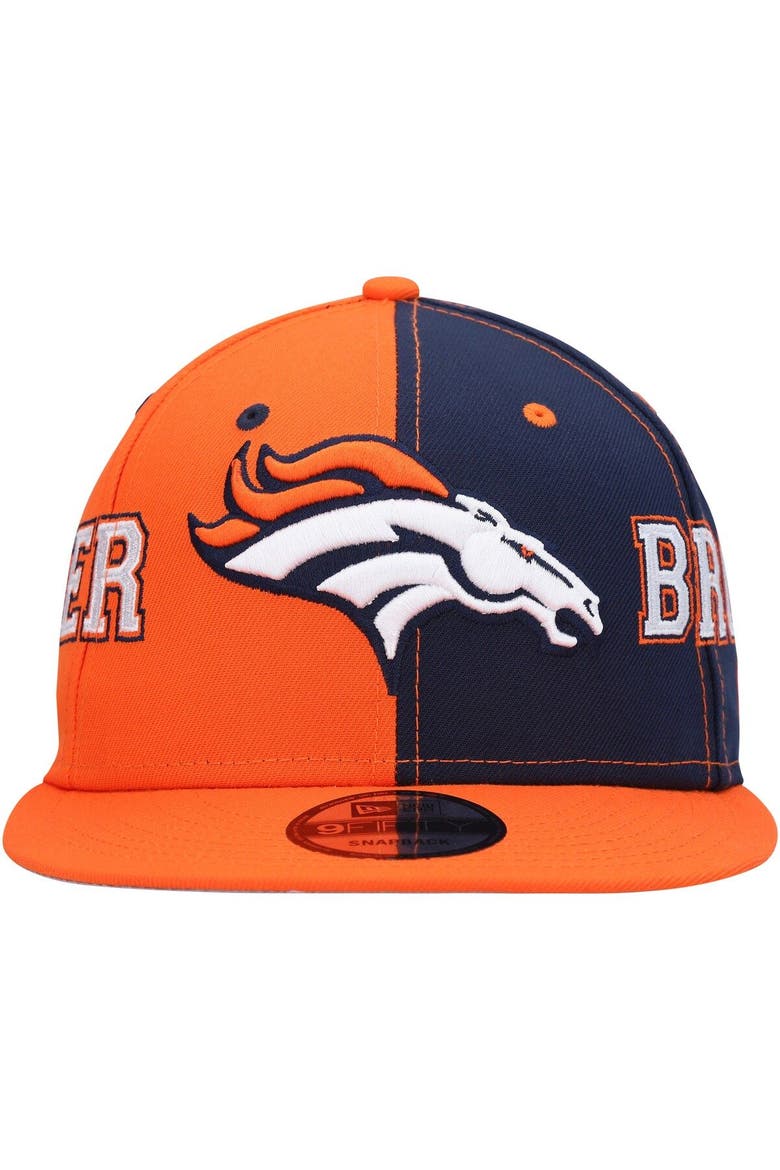 Men's New Era Orange/Navy Denver Broncos Team Split 9FIFTY Snapback Hat, Alternate, color, Orange