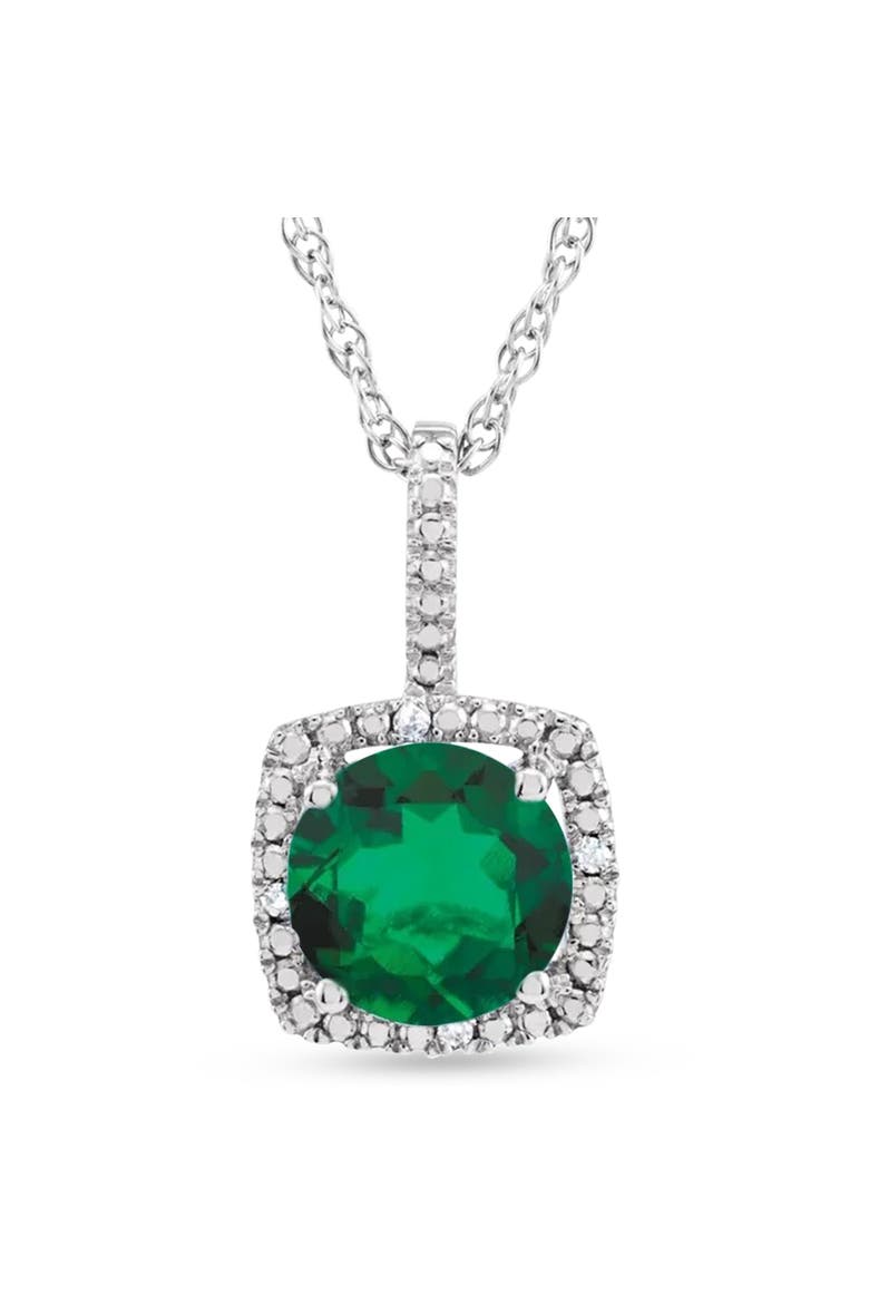 Natural Citrine & Diamond Pendant Necklace Sterling Silver, Main, color, Emerald
