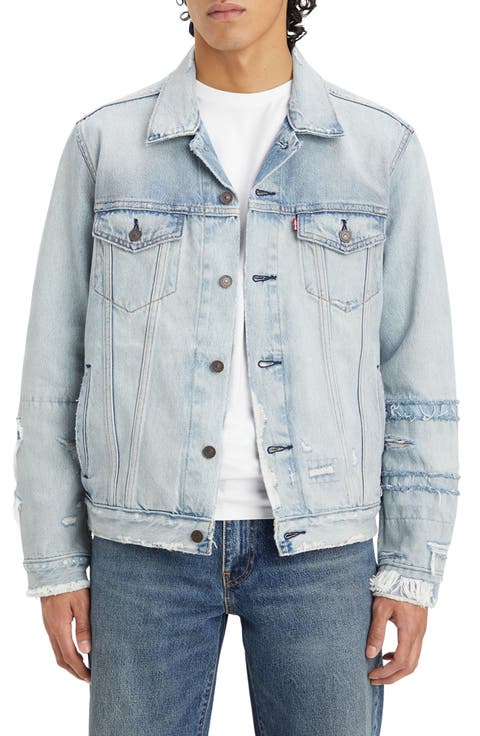 Distressed Cotton Denim Trucker Jacket
