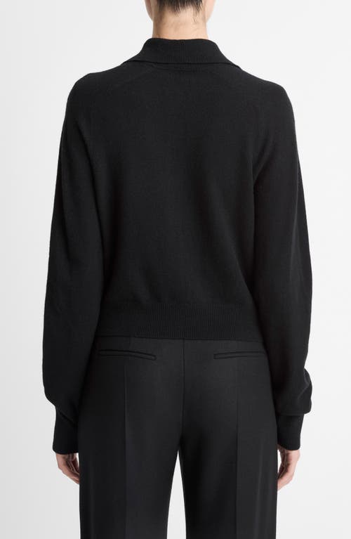 Vince Double Layer Mesh Cardigan In Black