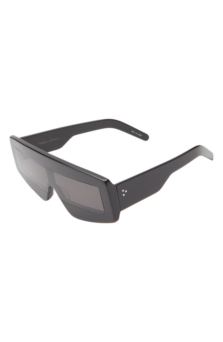 Rick Owens Phleg Oversize Rectangular Sunglasses, Alternate, color, Black
