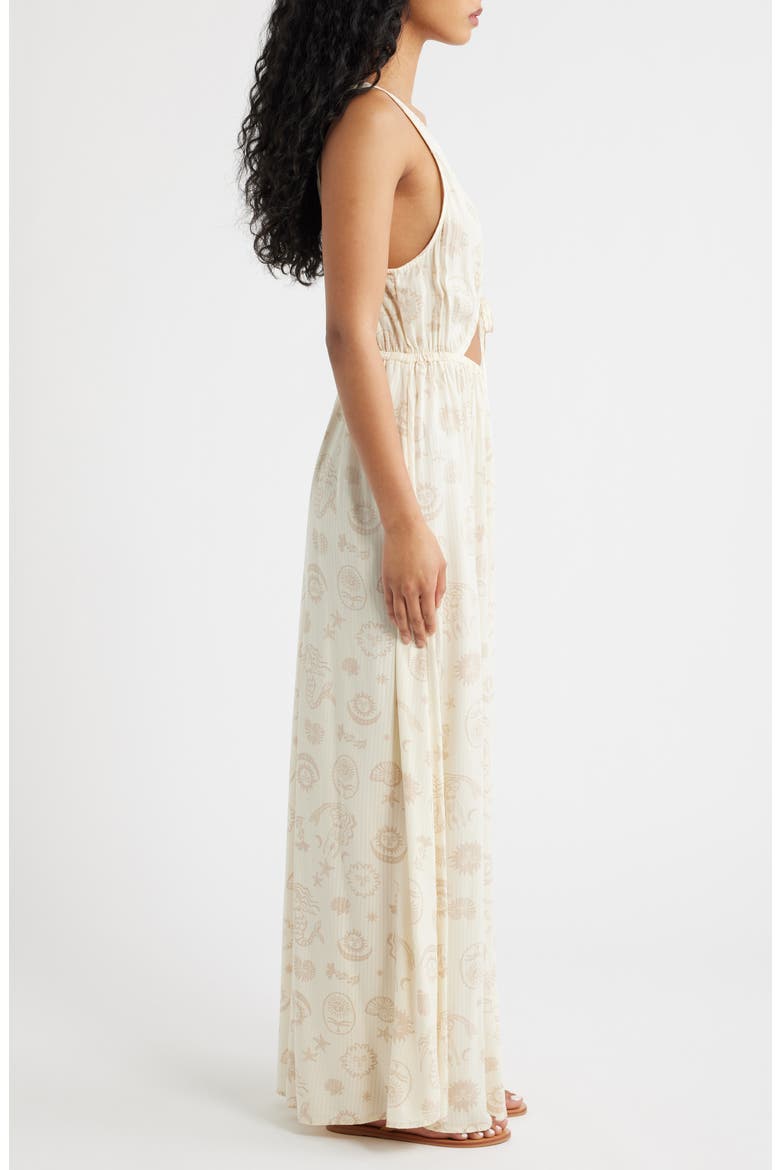Catalina Island Plunge Cutout Maxi Dress, Alternate, color, NATURAL