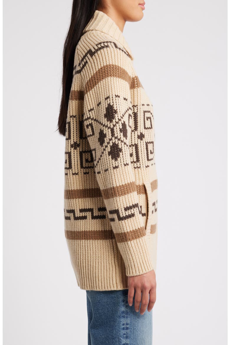 Westerly Front Zip Long Wool Cardigan, Alternate, color, TAN/BROWN MULTI