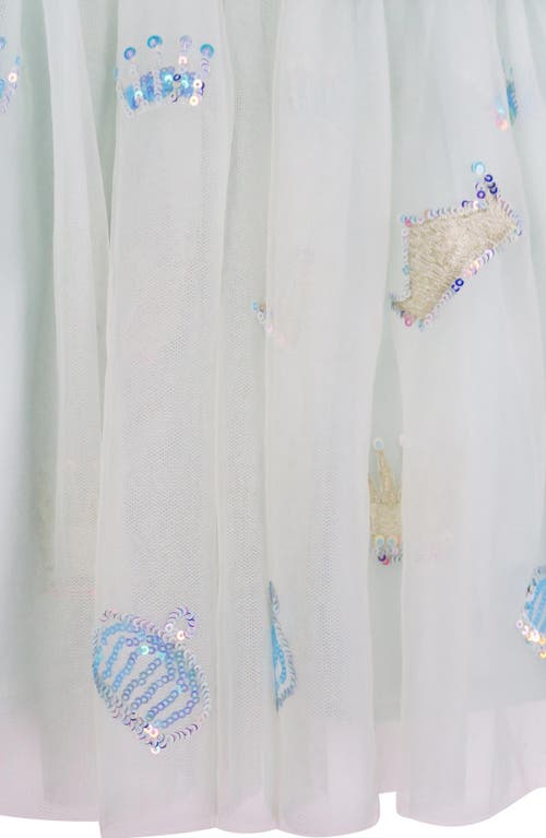 Shop Zunie Kid's Sequin Sleeveless Tulle Dress In Ivory/mint