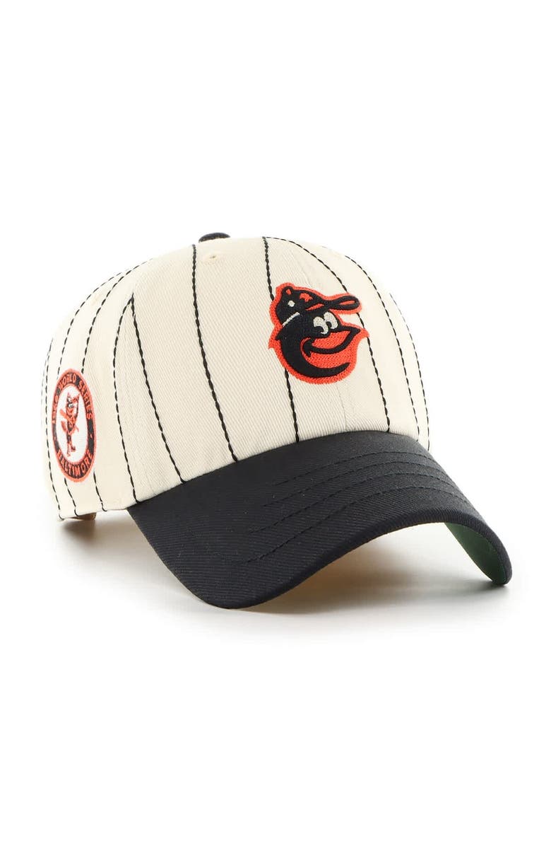 '47 Men's '47 x Rawlings Natural/Black Baltimore Orioles Pinstripe Clean Up Adjustable Hat, Main, color, Natural