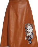 Marni Flower Intarsia Leather Skirt