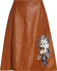 Marni Flower Intarsia Leather Skirt