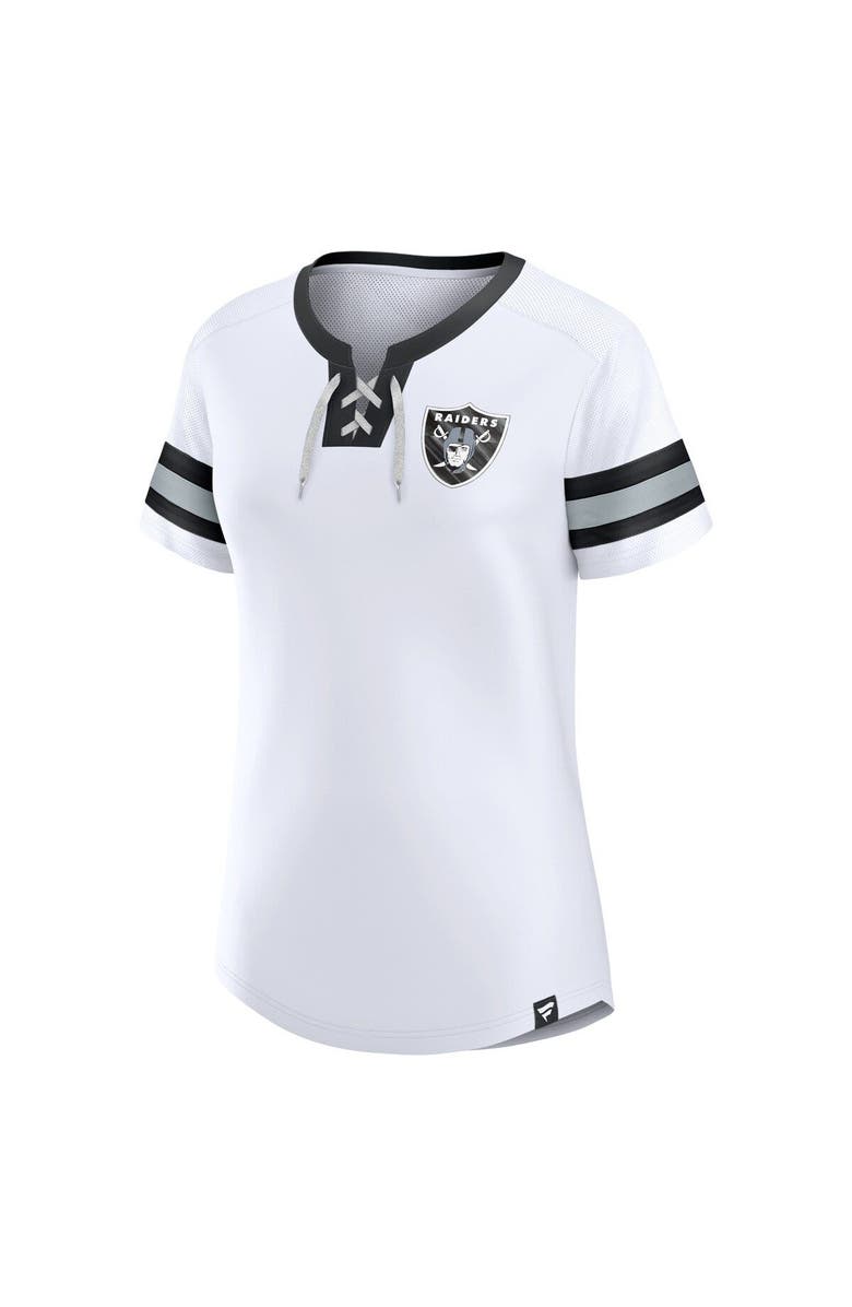 FANATICS Women's Fanatics Branded White Las Vegas Raiders Sunday Best Lace-Up T-Shirt, Alternate, color,