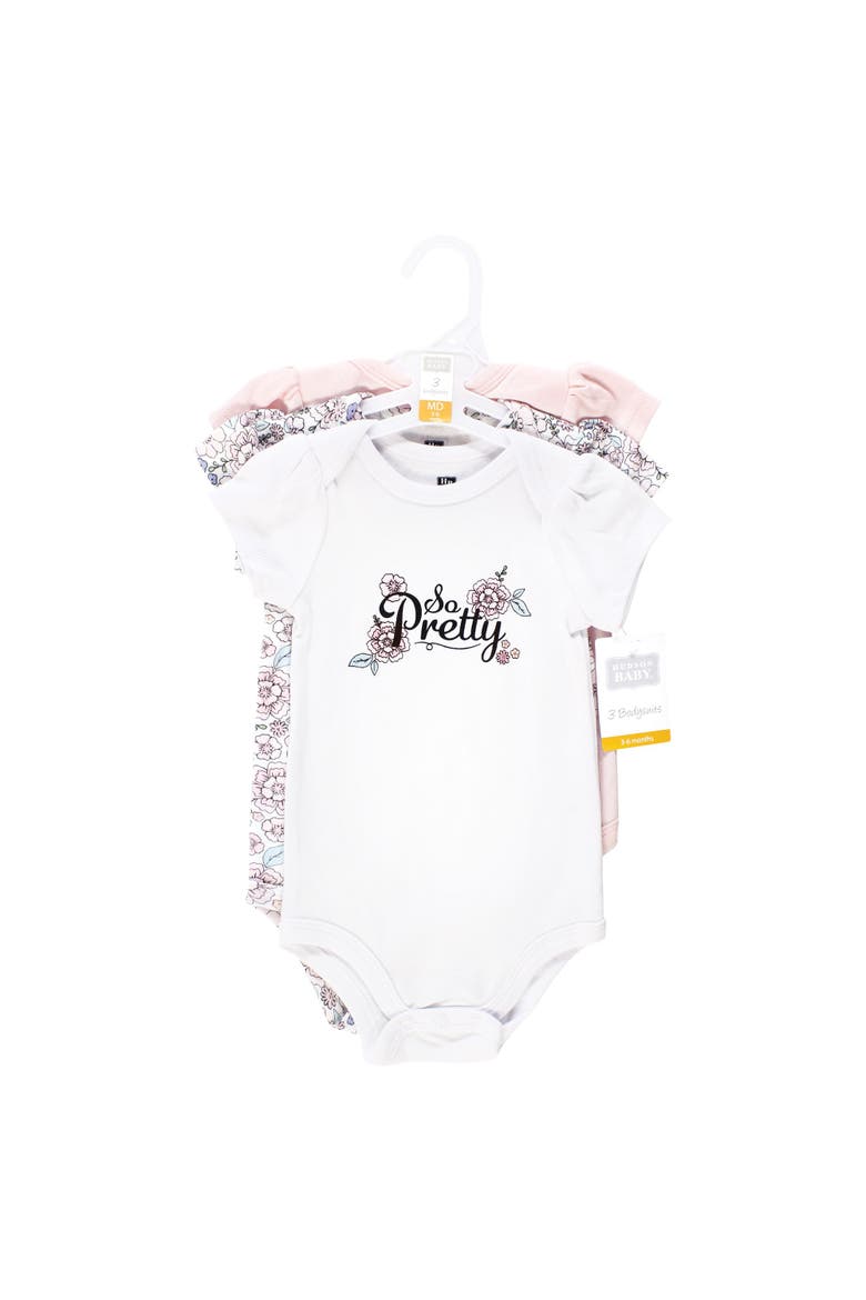 Essential Three-Piece Set of Cotton Bodysuits, Alternate, color, So Pretty Flower