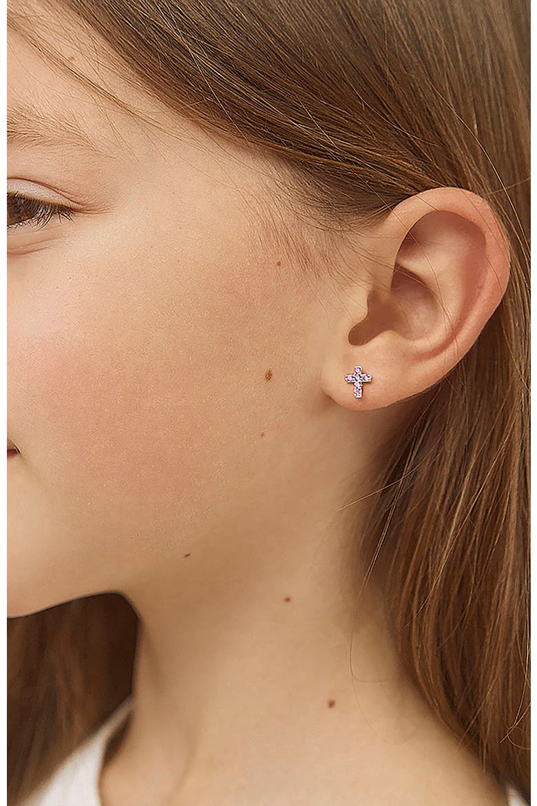 The Cross Earrings, Alternate, color, Pink