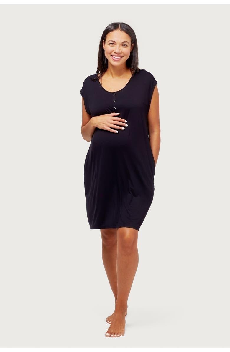 Nom Maternity Clementine Maternity & Nursing Nightie, Main, color, Black