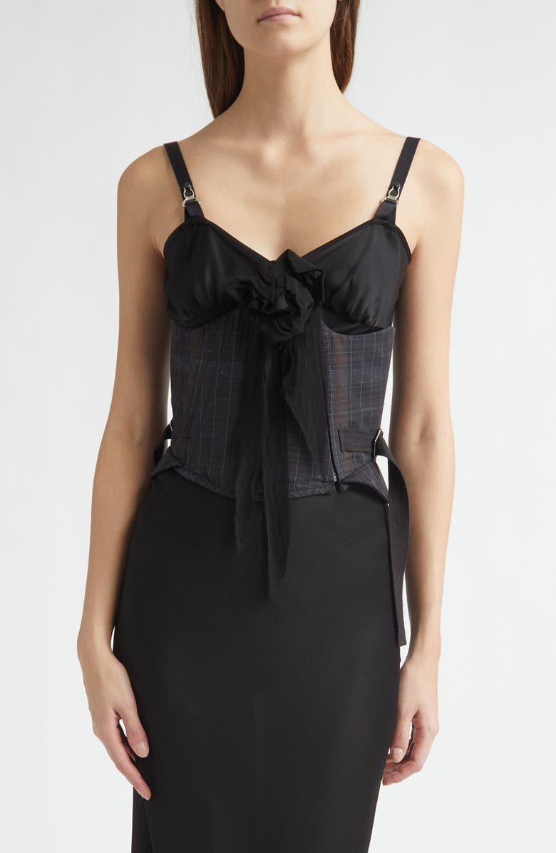 Meruert Tolegen Plaid Corset, Main, color, Black Artisinal Plaid