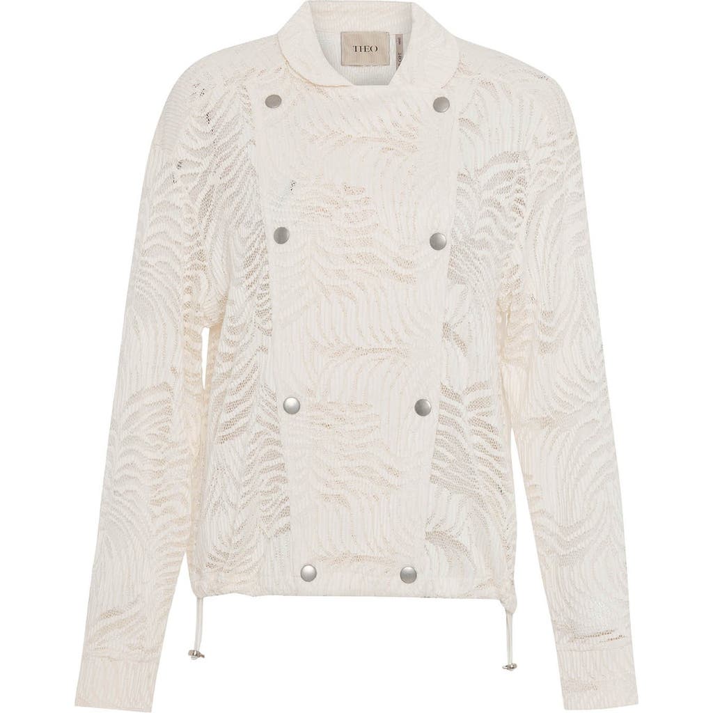 Theo The Label Artemis Fern Lace Bomber Jacket In Ivory