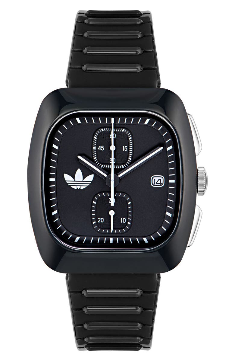 adidas Retro Wave Two Chronograph Bio-Resin Strap Watch, 39mm, Main, color, Black