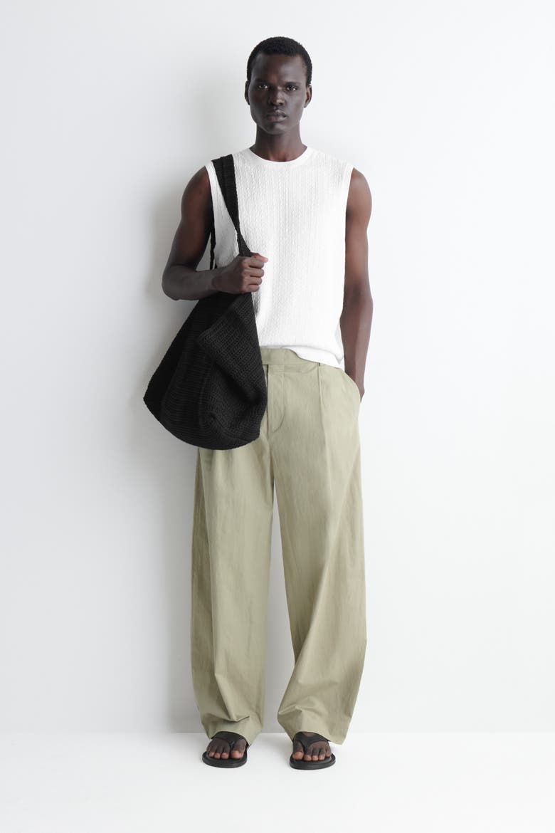 Cable-knit Cotton-linen Tank Top, Alternate, color, WHITE