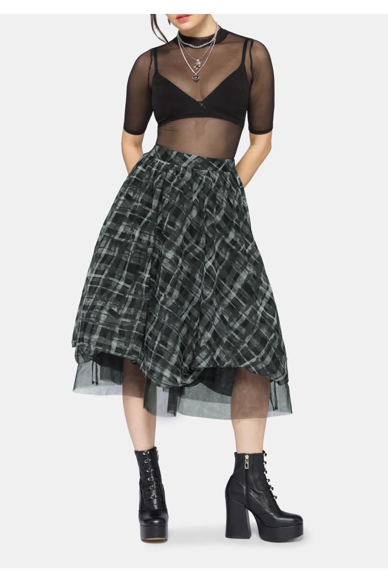 Rhoswen Layered Check Hitched Skirt, Alternate, color, Grey