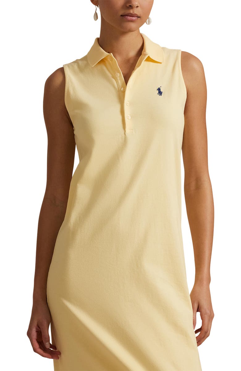 Polo Ralph Lauren Stretch Cotton Piqué Polo Dress, Alternate, color, Tbird Yellow