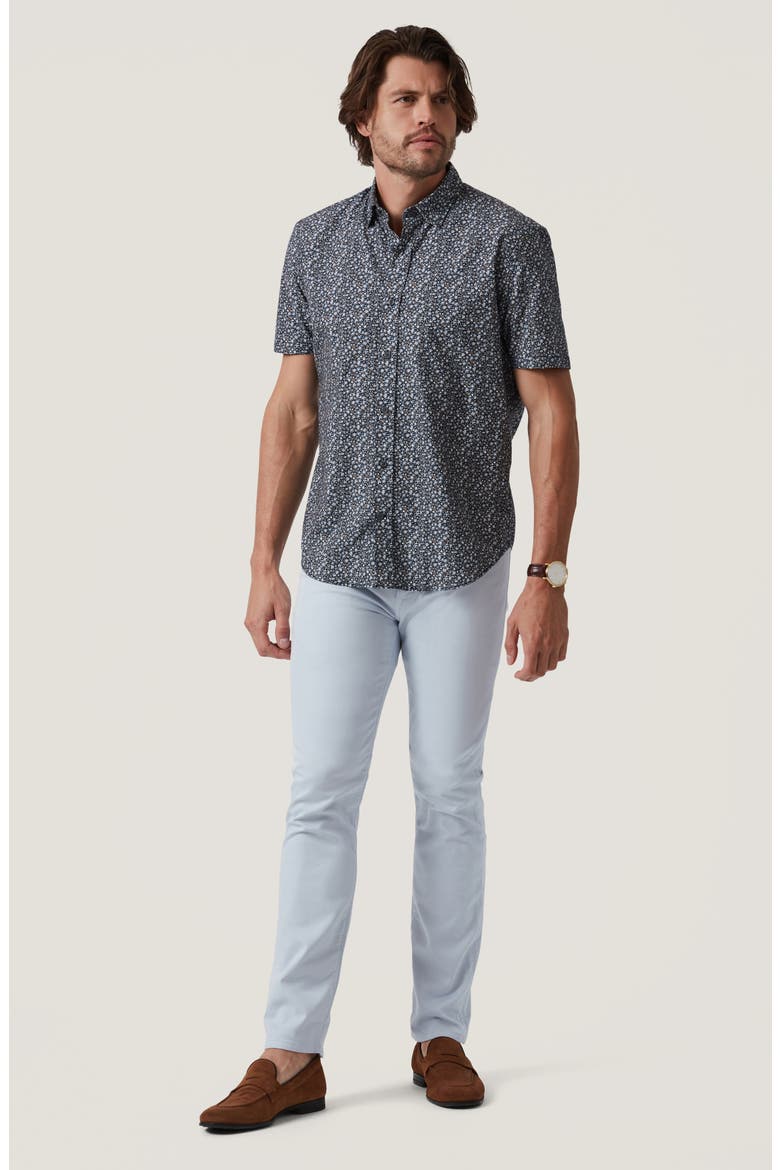 Field Floral Short Sleeve Button-Up Shirt, Alternate, color, NAVY