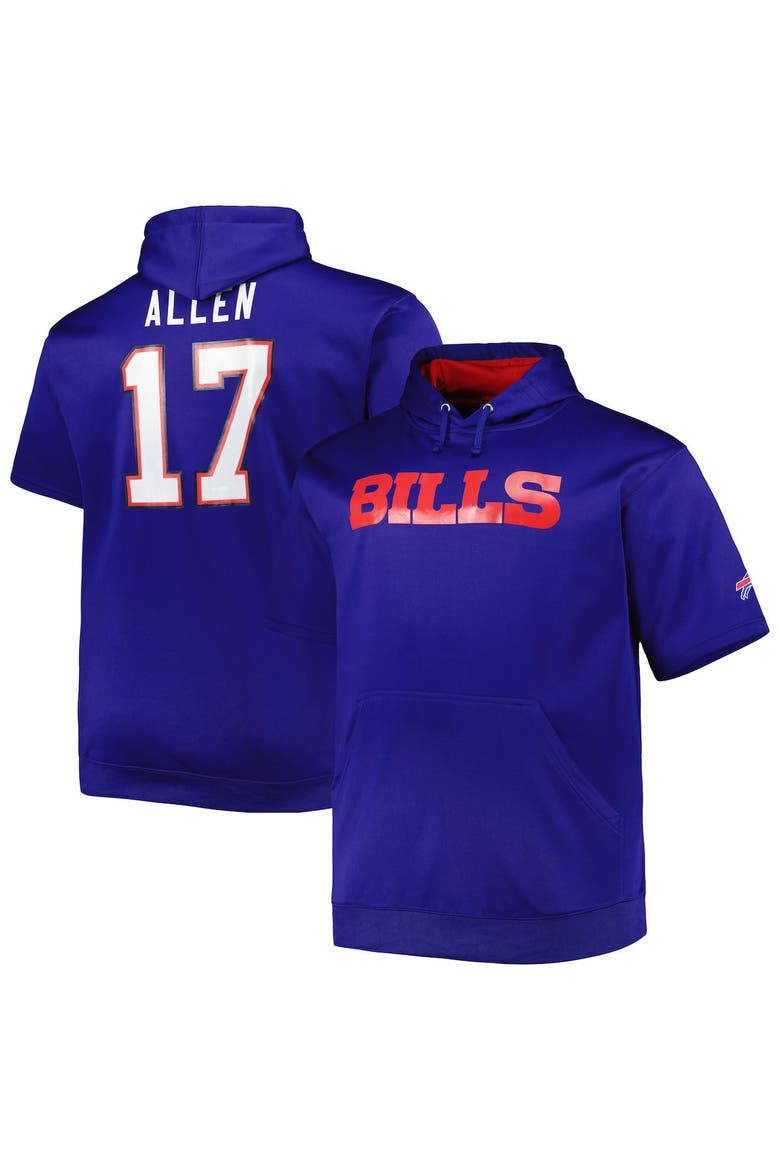 Men's Josh Allen Royal Buffalo Bills Big & Tall Short Sleeve Pullover Hoodie, Main, color, Royal