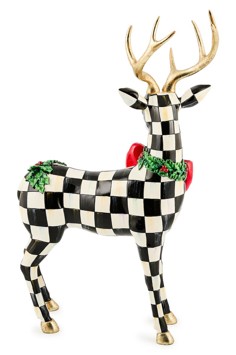 Holly Check Standing Deer, Alternate, color, BLACK