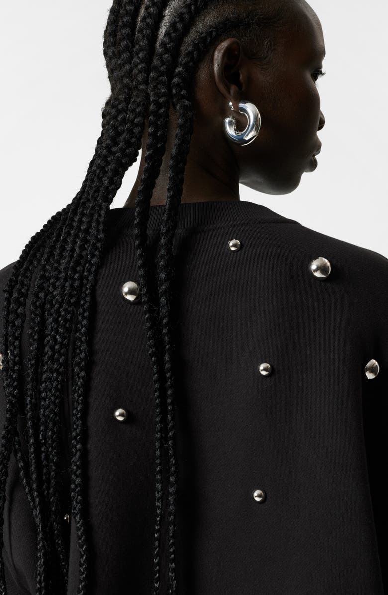 & Other Stories Stud Accent Oversize Cotton Sweatshirt, Alternate, color, Black Dark