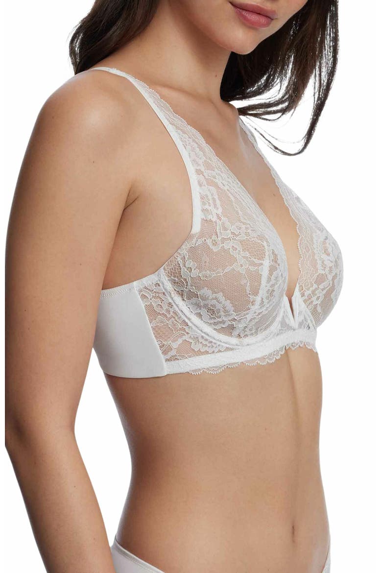 Minx Deep Plunge Lace Bra, Alternate, color, White/Nylon