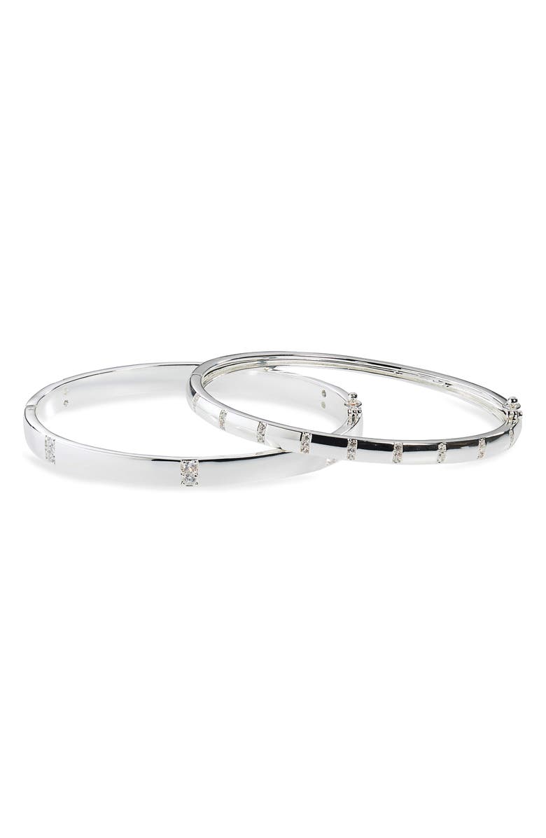 Nordstrom Set of 2 Cubic Zirconia Station Demifine Bangle Bracelets, Main, color, 