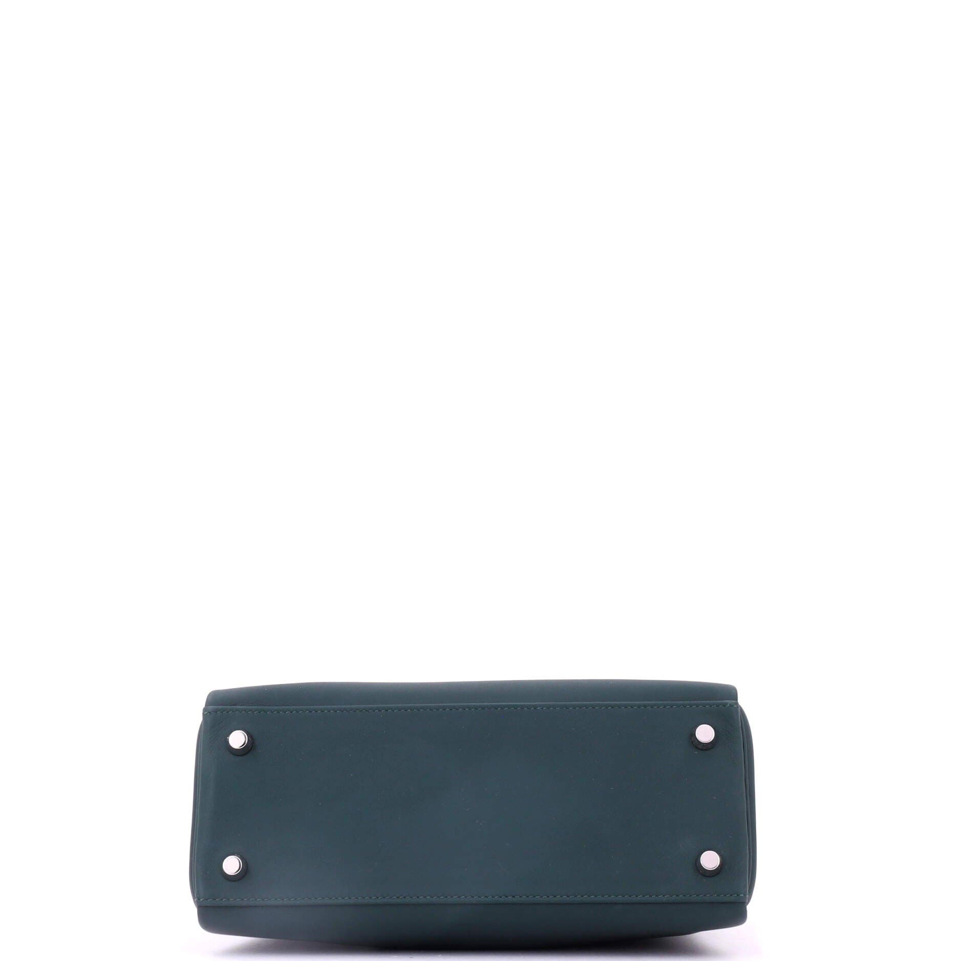 Pre-Owned Hermes Kelly Handbag Green Swift with Palladium Hardware 25, Alternate, color, Vert Cypress