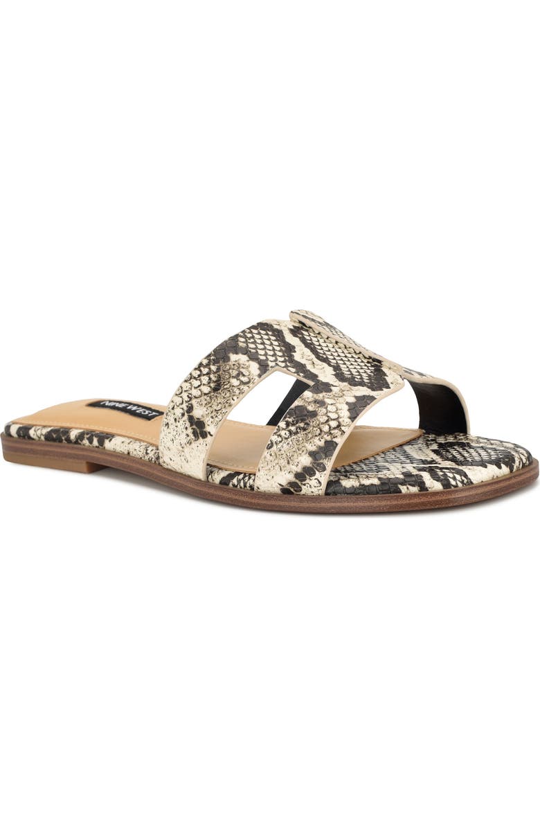 Nine West Giny Slide Sandal, Main, color, Light Natural Embossed