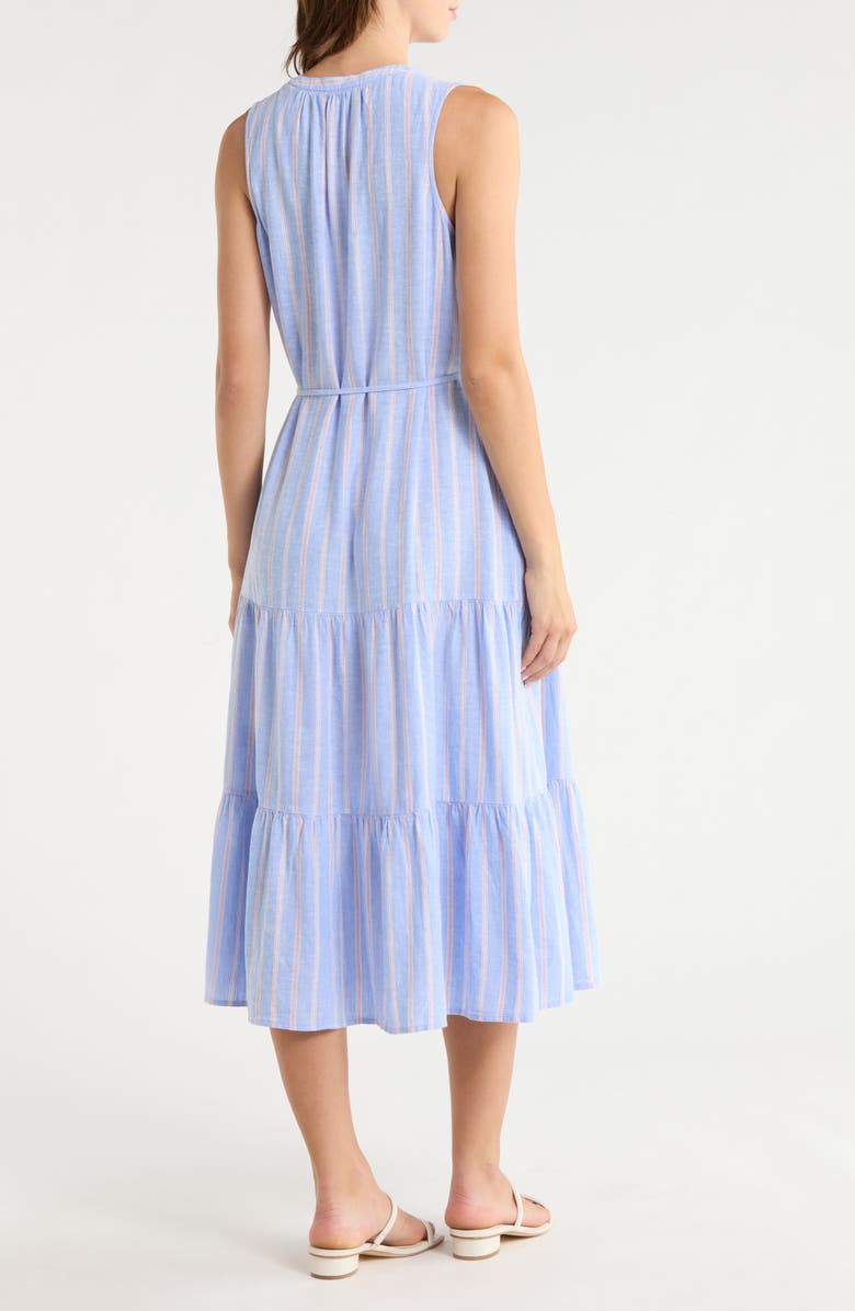 Tommy Bahama Sea Salt Bay Stripe Linen Blend Midi Dress, Main, color, Grape Pools